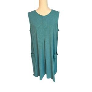 J Jill Teal Blue Cotton Blend T-Shirt Knee Length Dress Plus Size 1X